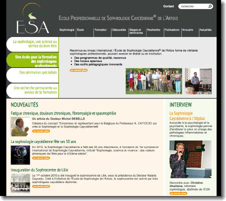 Site web de l'école de sophrologie de l'Artois
