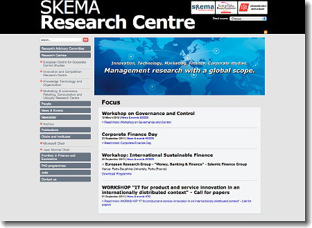 Site web de Skema Research Centre / Création et développement : Staminic