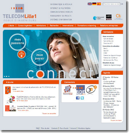 Page d'accueil du site TELECOM Lille1