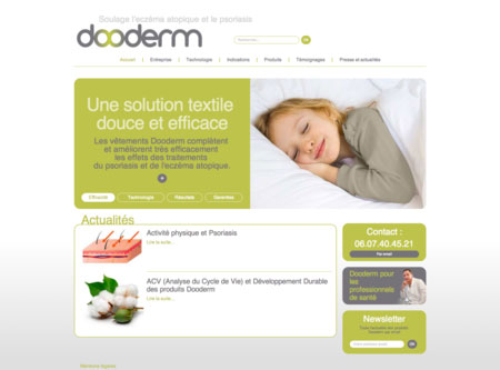 Page d'accueil site web Dooderm