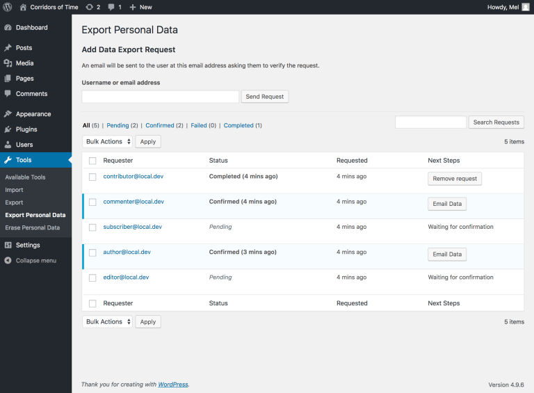 export data