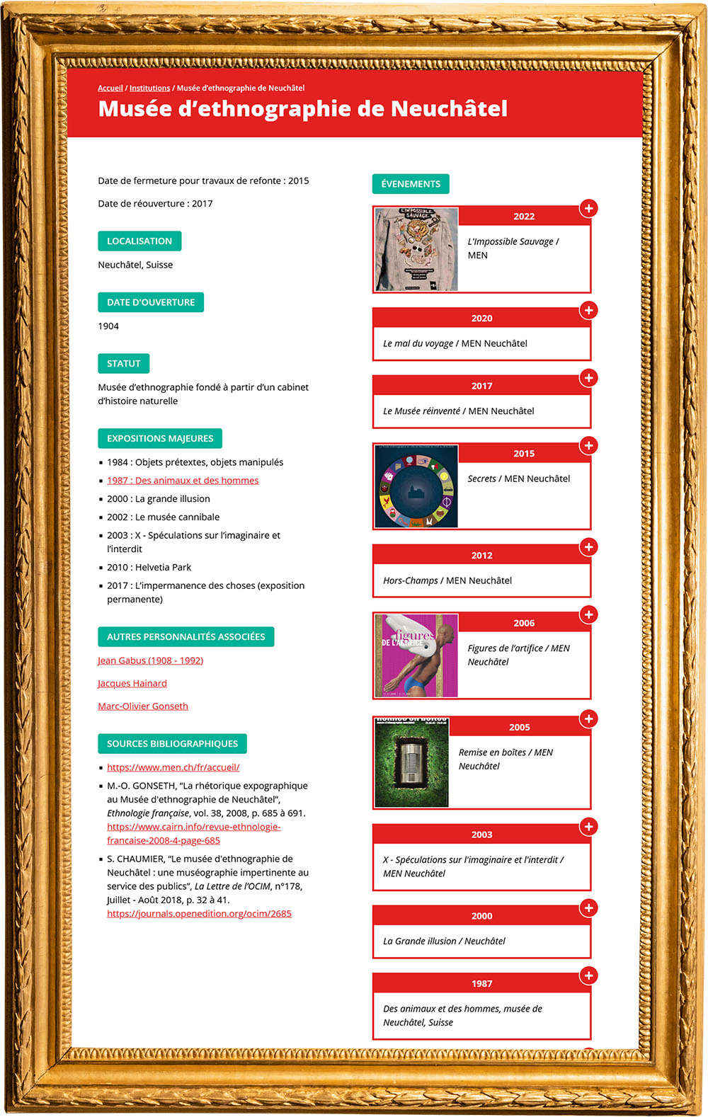 Web Muséocheck, développé par l'agence de communication Staminic