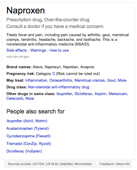 Exemple de recherche Google pour les médicaments
