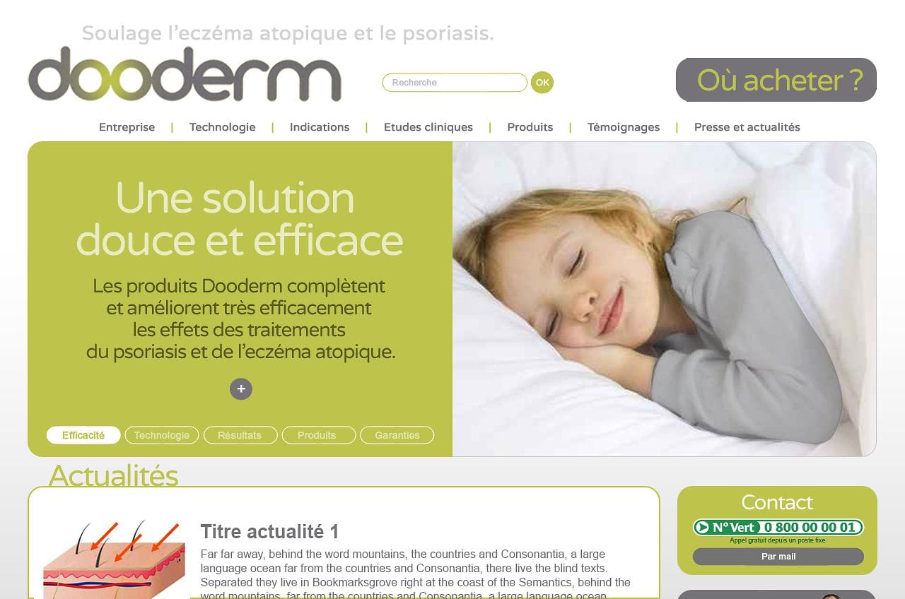 Page d'accueil du site Dooderm