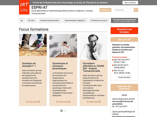 Page d'accueil du site de l'IAT Lille