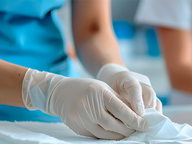 Préparation des soins d'une plaie