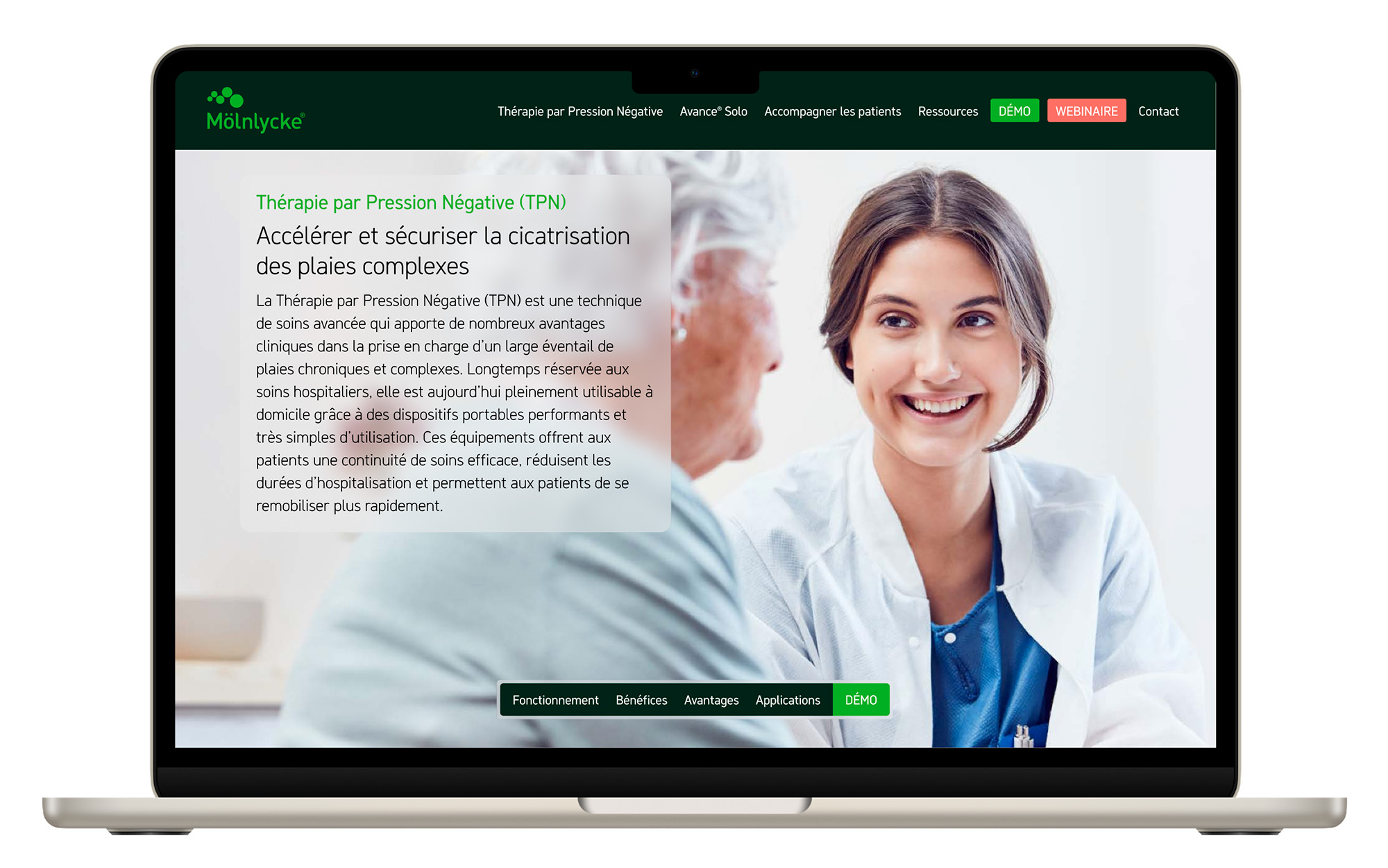 Site web Mölnlycke Thérapie par Pression Négative